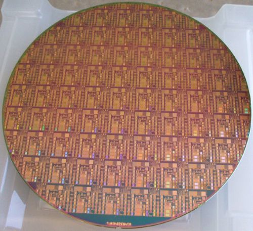 Nice 8&#034; Copper IC Microchip Silicon Pattern Wafer
