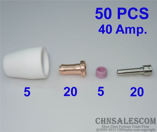 50 pcs pt-31xl plasma cutter torch consumabes tip 21008 electrode 20862 40amp. for sale