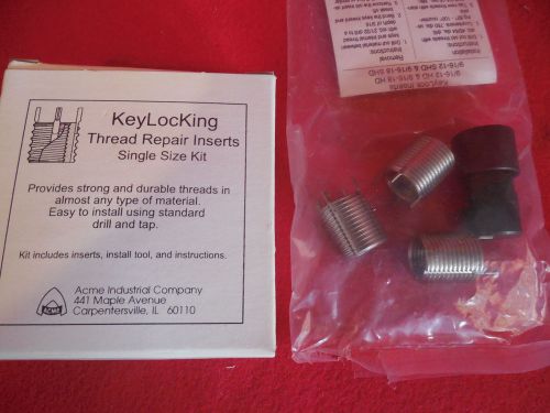 Key locking thread repair inserts 9/16-18 kshd tap &amp; die drill press machinist for sale