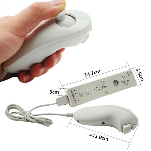 White built in motion plus remote controller and nunchuck for nintendo wii/u a+ for sale