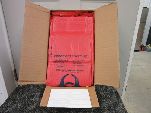 200 FISHER AUTOCLAVE BAG RED STERILIZATION 9 X 23 2MIL 01-828C MEDICAL LAB NEW