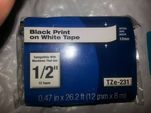 BROTHER COMPATIBLE BLACK &amp; WHITE LABEL TAPE TZ 231 TZe 231 0.47 in * 26.2