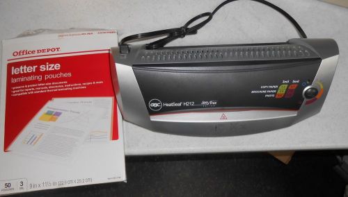 EUC GBC HeatSeal H212 9.5 in Jam Free Series Pouch Laminator &amp; Pack of Pouches