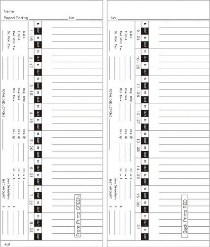 Time card acroprint 125 semi-monthly double sided timecard 422r box of 1000 for sale