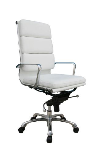 Plush High Back Office Chair-White, Black, Coffee