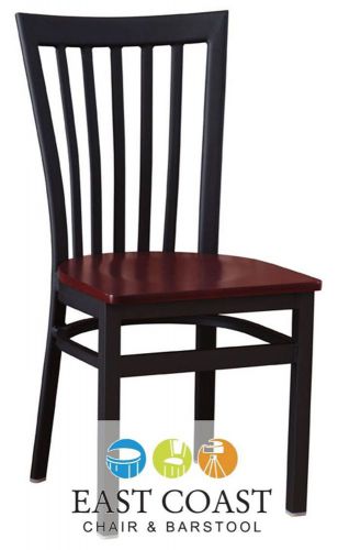 New gladiator full vertical back metal restaurant chair w/ mahogany wood seat for sale