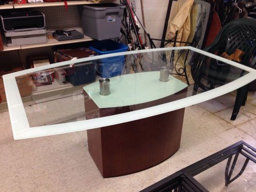 Glass / wood conference table; large modern dining table; seats 8 for sale