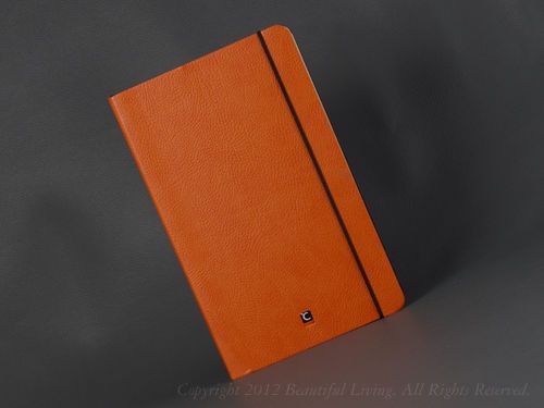 Cartesio 2015 large orange leather weekly planner vertical format 5 1/4 &#034; x 8 1/2 &#034; for sale
