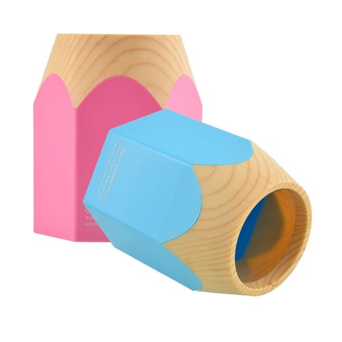 Pink/Blue Pencil Pot Brush Holder Stationery Pen Desk Organizer Kids Gift