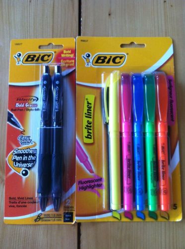 Bic Velocity Bold Pens And Bic Brite Liner Highlighters- FREE SHIPPING!