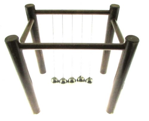 UNBRANDED Brown Newton&#039;s Cradle 9&#034; Tall Wooden Swinging Wonder Physics Toy