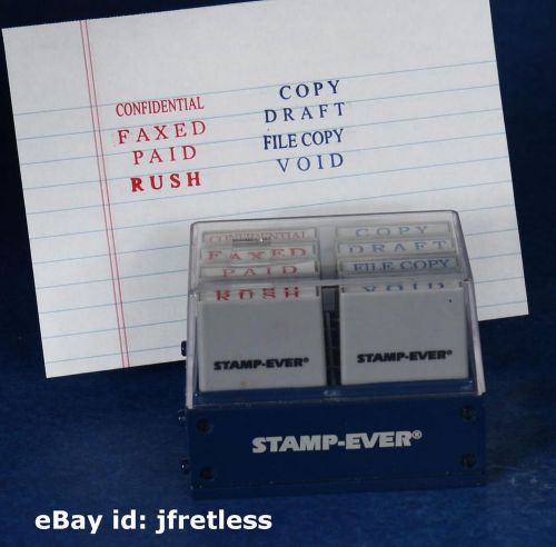Stamp-Ever Mini SET Office Blue Red Pre-Inked Self-Inking Rubber Stamp FREE SHIP