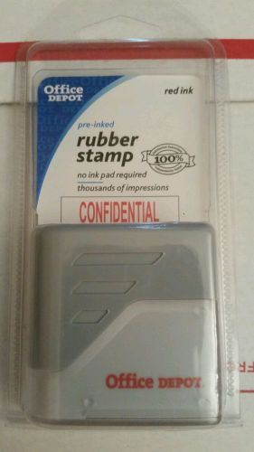Office Depot Pre-inked Rubber Stamp CONFIDENTIAL  Red New Sealed Quick Drying