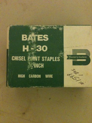 BATES H-30 5000 COUNT CHISEL POINT STAPLES 1/2&#034; HIGH CARBON WIRE