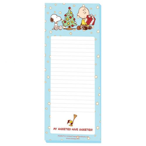 PEANUTS Charlie Brown &amp; Snoopy Christmas Magnetic backed Notepad NEW