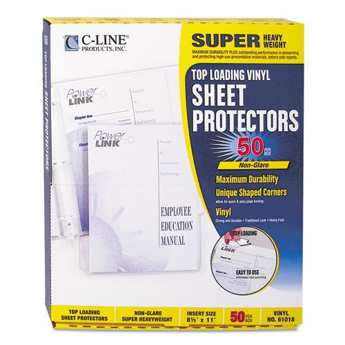 Super heavyweight vinyl sheet protector, nonglare, 11 x 8 1/2, 50/bx for sale