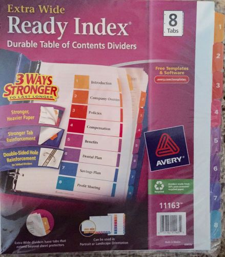 Avery 11163 *Lot Of 60* Extra-Wide Ready Index Dividers, 8-Tab, 9 1/2 X 11