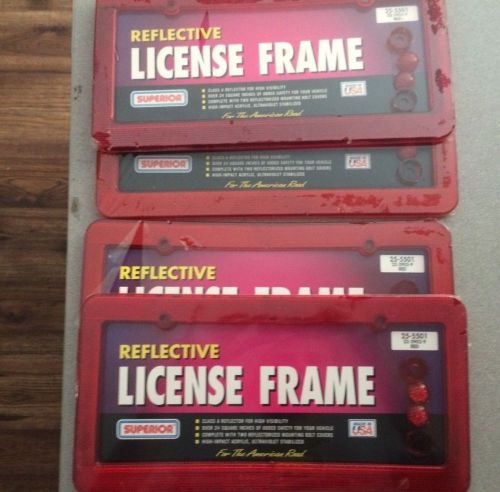 4 Reflective License Plates Frame New Fits All Protects Superior Red