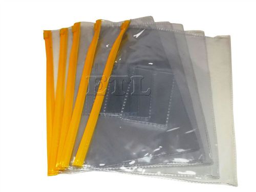 5 x a5 yellow zip seal document wallets clear file transparent folder bag office for sale
