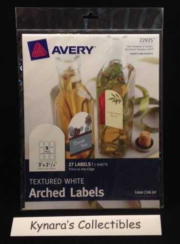 Avery Print-to-the-Edge Textured White 27 Arched Labels 22925  3&#034; x 2-1/4&#034;