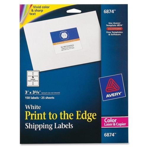 Avery Color Printing Label - 3&#034; Width x 3.75&#034; L - 150 / Pack - Laser - White