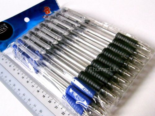 20pc x 0.7mm tip ball pen 14cm assured quality i548 blue &amp; black with grip for sale