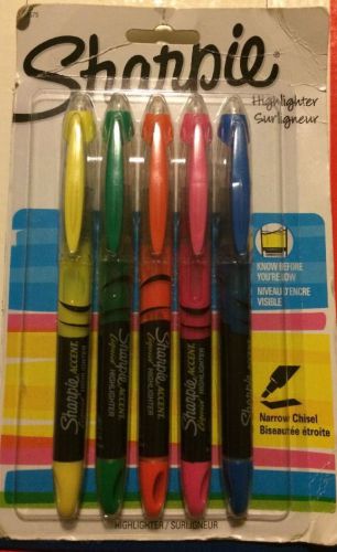 5 Pack Sharpie Visible Ink Highlighters, Assorted Colors, Narrow Chisel Tip