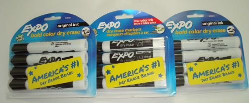 Expo Markers Lot of 3 Black NEW Bold Color Dry Erase