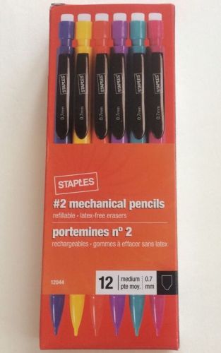 Staples #2 Merchanical Assorted Color Pencils12 Pack Medium 0.7mm