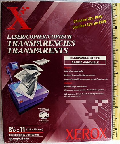 New Xerox Laser Copier Transparency Film (100 Count) 3R3108 Removable Stripe
