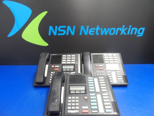 Lot of 3x Nortel Meridian 2x M7310 1x M7324 Black Phones w/ Handsets Base