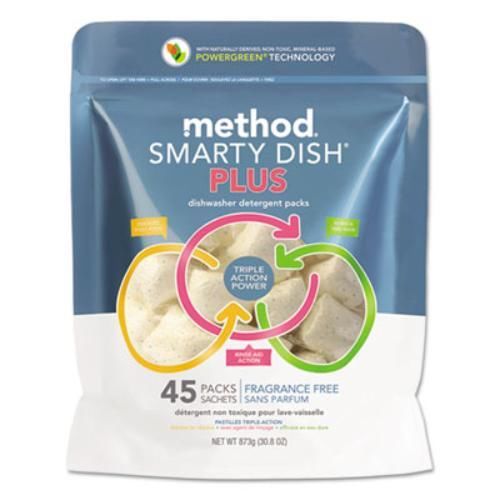Method Products 01266 Smarty Dish Plus Detergent Tabs, Fragrance Fee, 45