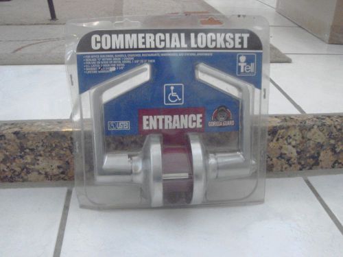Tell Commercial  Keyed Lockset Entrance metal or wood doors silver lever privacy