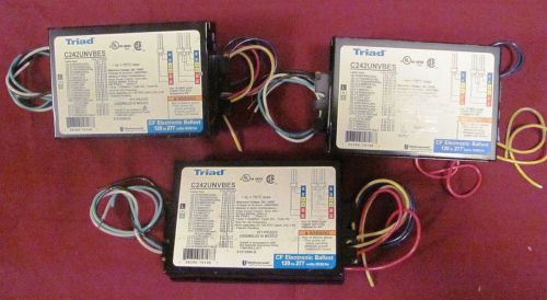 Lot of 3 triad c242unvbes ballast for flourescent lighting for sale