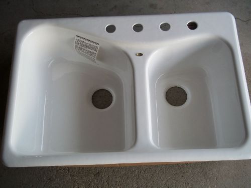 Eljer White 33 x 22 Cast Iron kitchen Sink  NEW