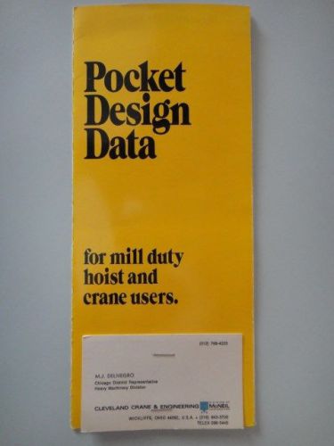 Vintage cleveland crane &amp; engineering pocket design data manual for sale