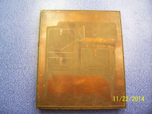 Vintage 6&#034;x7&#034; Copper on Wood Letterpress Printers Block - #352 - &#034;STOVE&#034;