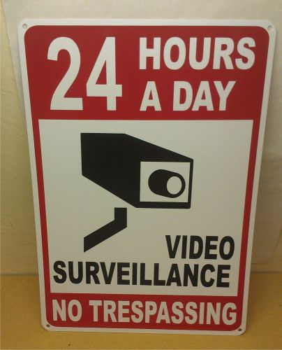 24 hour video surveillance no trespassing 10 x 14 polystyrene security sign for sale