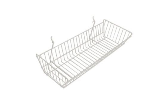 New case of 6 slatwall or grid basket 24&#034;x10&#034;x5&#034; white for sale
