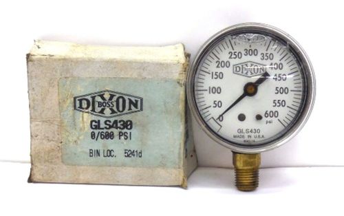 Dixon gauge gls430, 0/600 psi, 2 5/8&#034; face diameter, 1/4&#034; bottom connection for sale