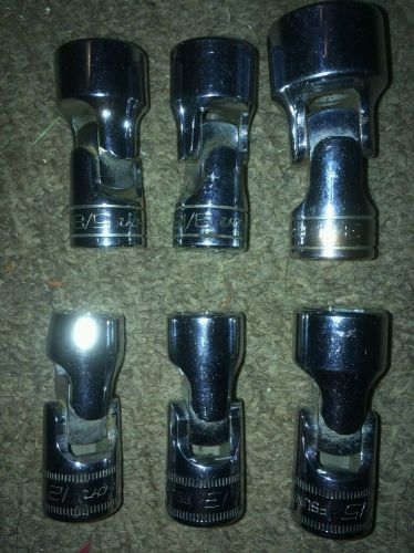 3/8 Drive Snap On Standard and Metric flex sockets 6 Pieces