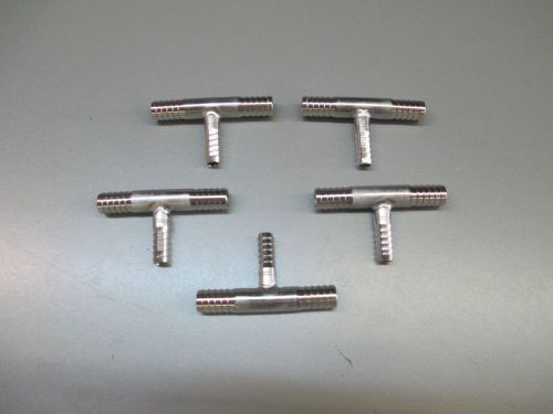 (5) 3/8&#034; x 3/8&#034; x 1/4&#034; BARB TEES STAINLESS FITTINGS