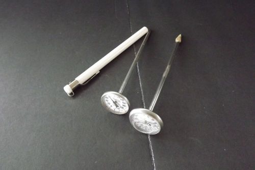 2- NSF  5”  Pocket Thermometer, glass dial is cracked on the Comark, the other i