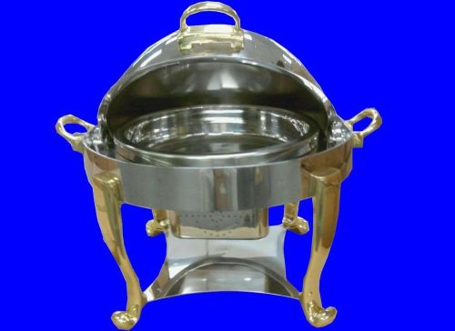 NEW ONEIDA OUVERTURE BI METAL 4 QUART ROUND CHAFER BRASS LEGS 1810 STAINLESS