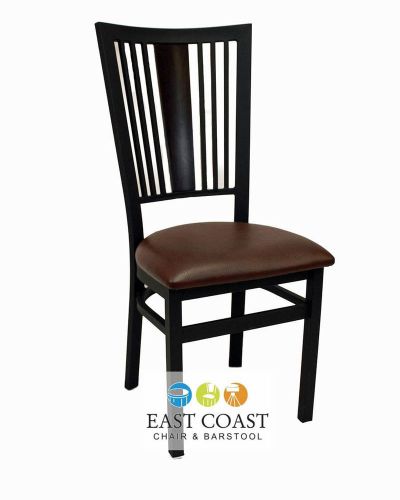 New Steel City Metal Restaurant Chair with Black Frame &amp; Brown Vinyl Seat