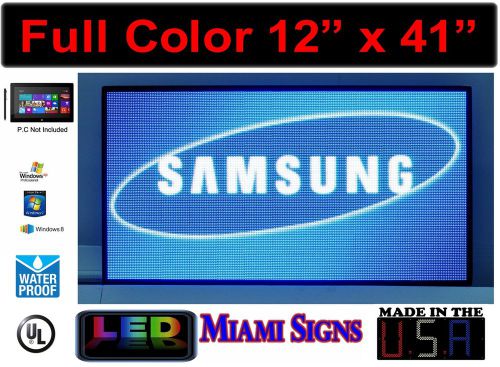LED Sign Full Color Programmable Message LED Display Size 12&#034; x 41&#034; Outdoor LED