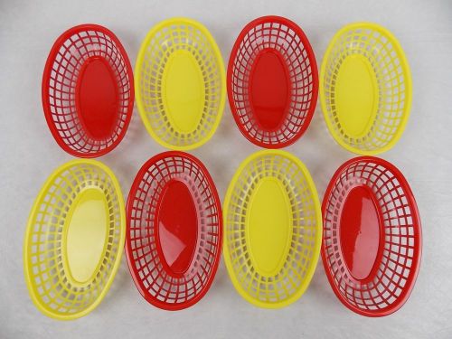 Plastic Fast Food Snack Baskets Lot of 8 (4) Red (4) Yellow #647