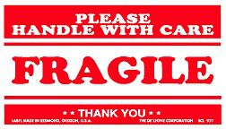 500ct 3x5 Fragile-Handle w/Care Shipping Adhesive Label