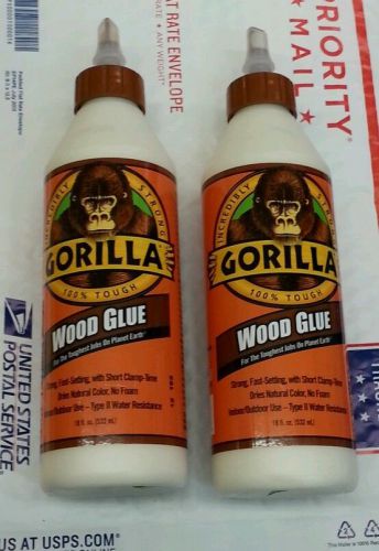 case of 2 Gorilla Wood Glue 18oz bottles Incredibly Strong 100% TOUGH