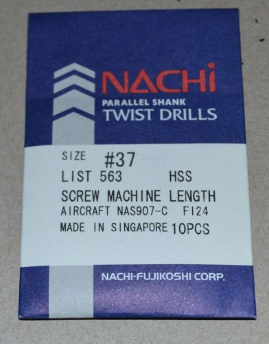 NACHI #37 HSS DRILLS SCREW MACHINE LENGTH-AIRCRAFT &#034;NEW&#034; 10 Pcs